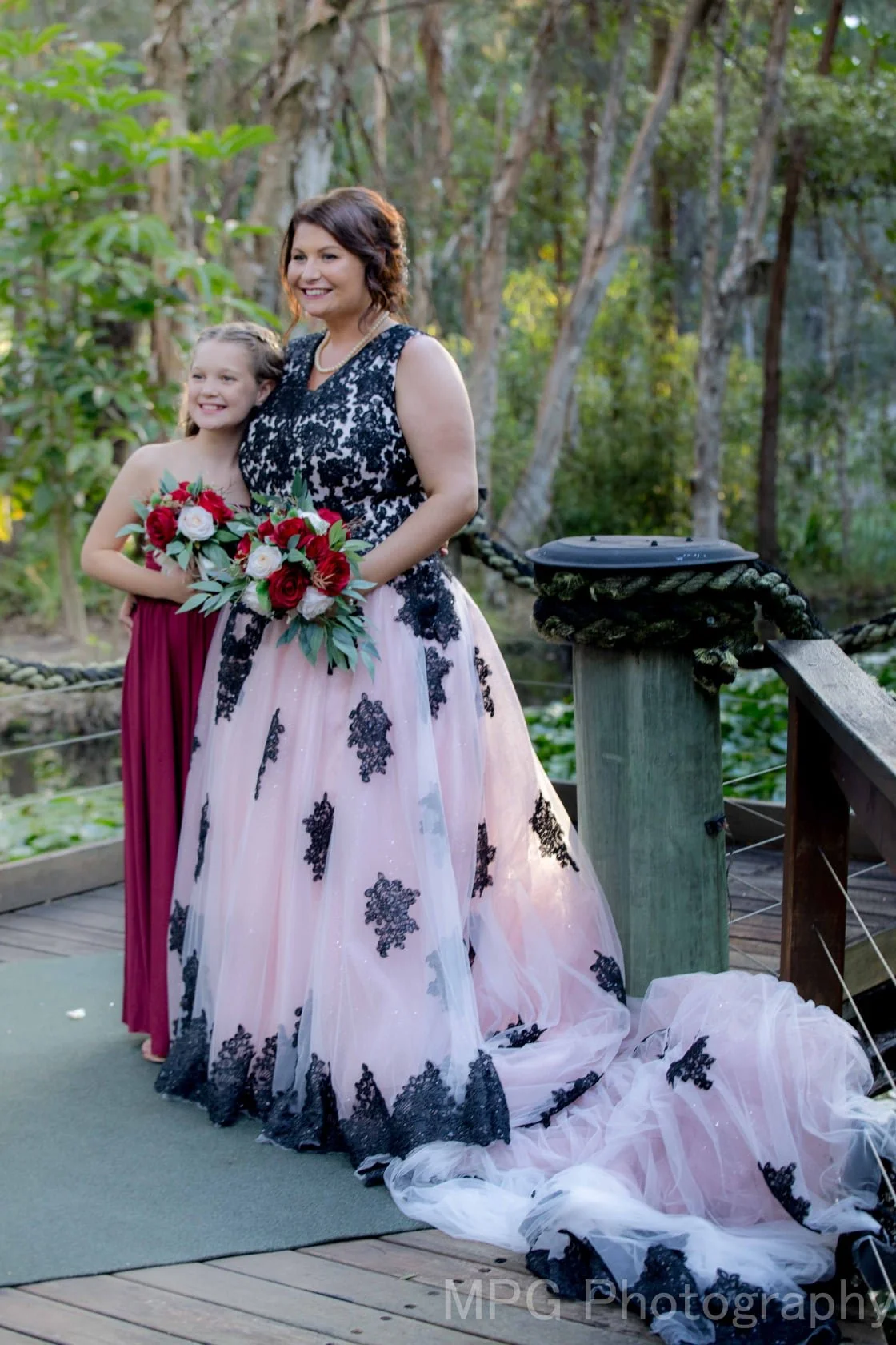 Black and blush wedding dress best sale